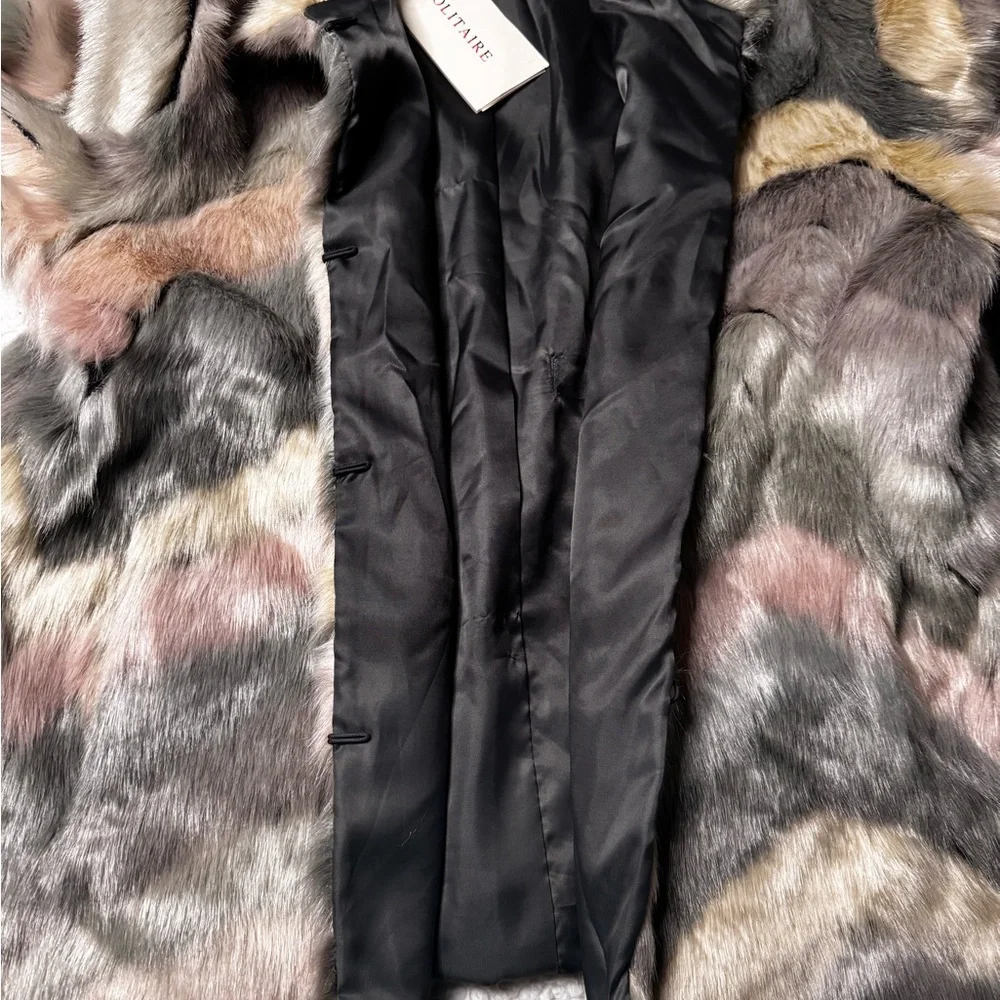 NWT Solitaire Multicolor Faux Fur Teddy Jacket
